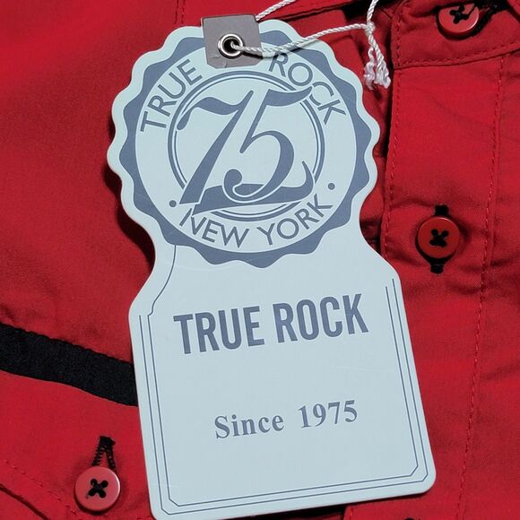 True Rock SS Full Button Shirt Red & Black - Size Medium NWT - Picture 5 of 6